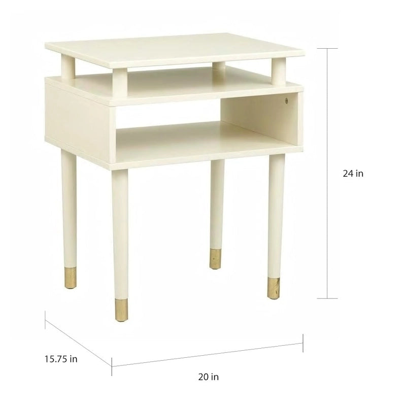 Table d'appoint du milieu du siècle avec étagère ouverte et pieds effilés