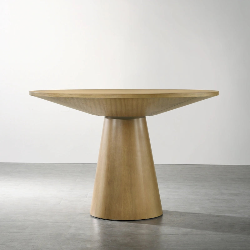 Round Pedestal Dining Table MDF Oak Veneer Rubberwood Base Ebony Driftwood White