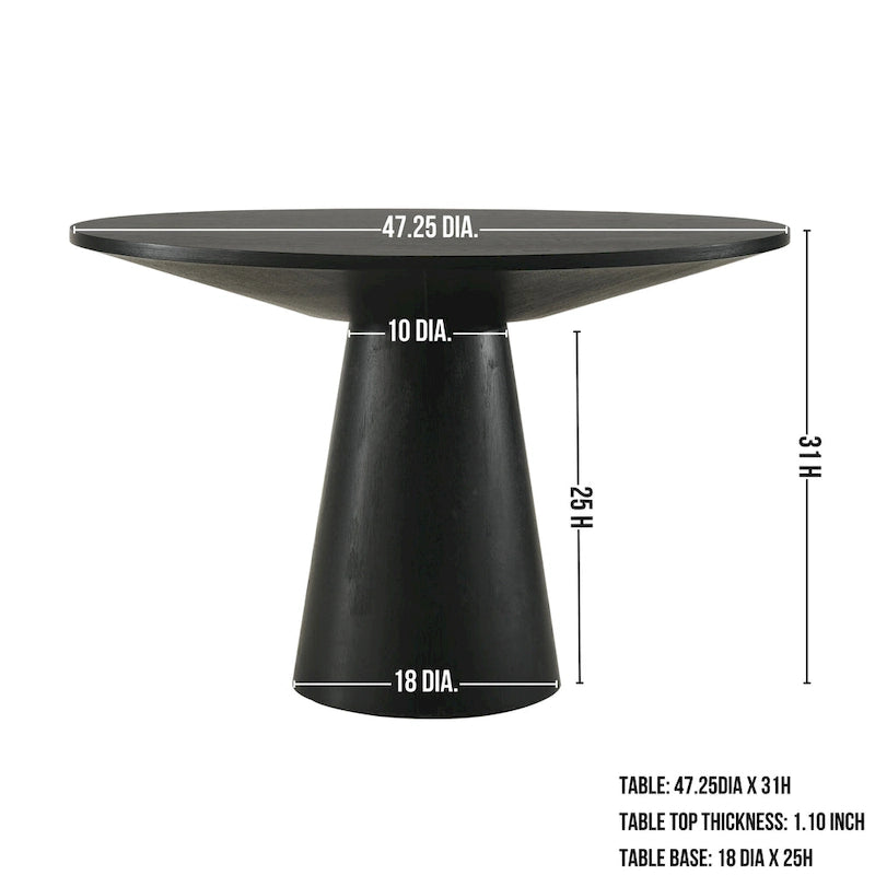 Round Pedestal Dining Table MDF Oak Veneer Rubberwood Base Ebony Driftwood White