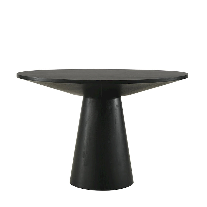 Round Pedestal Dining Table MDF Oak Veneer Rubberwood Base Ebony Driftwood White