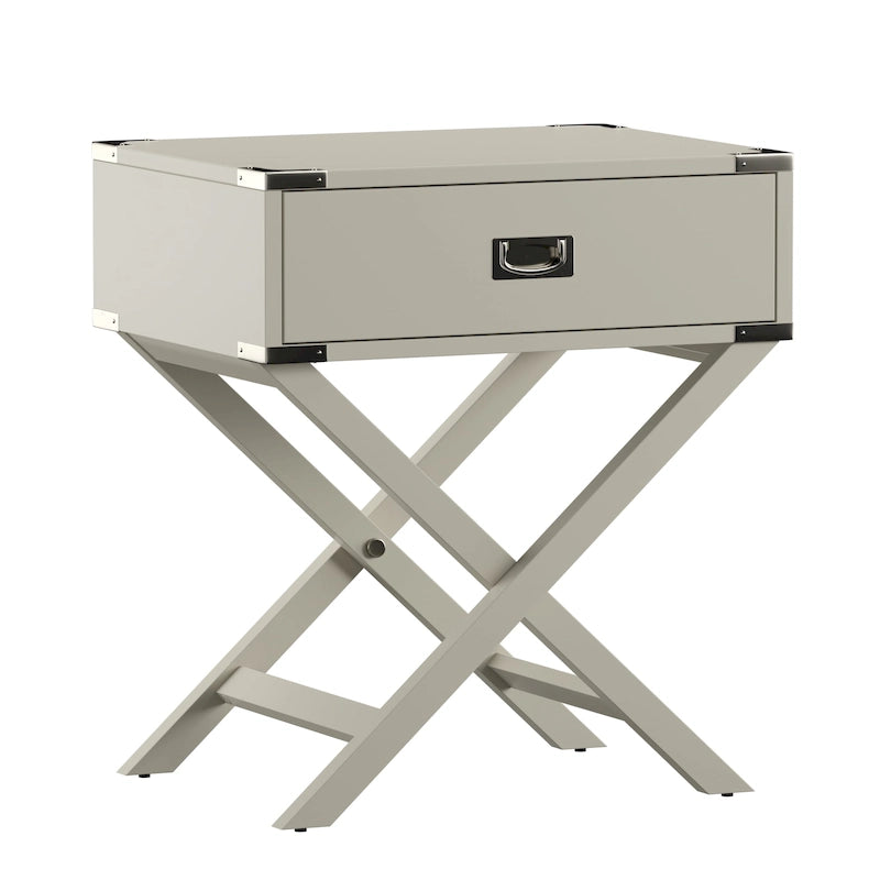 Table d'appoint en bois style campagne X-Base avec tiroir bleue