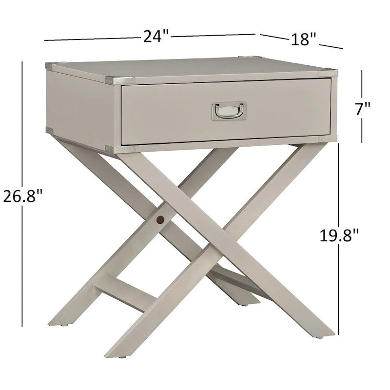 Table d'appoint en bois style campagne X-Base avec tiroir bleue