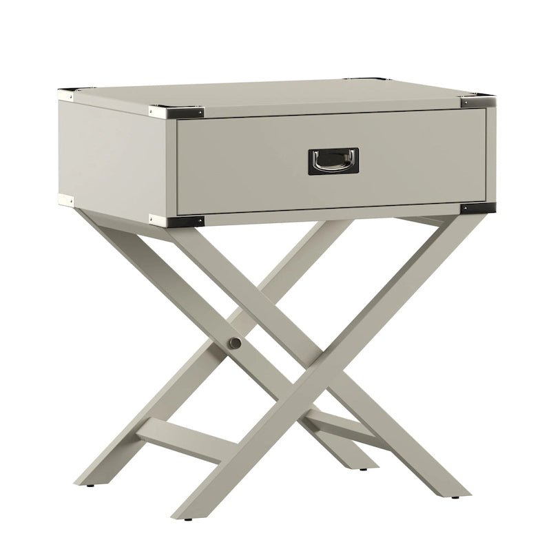 Table d'appoint en bois style campagne X-Base avec tiroir bleue