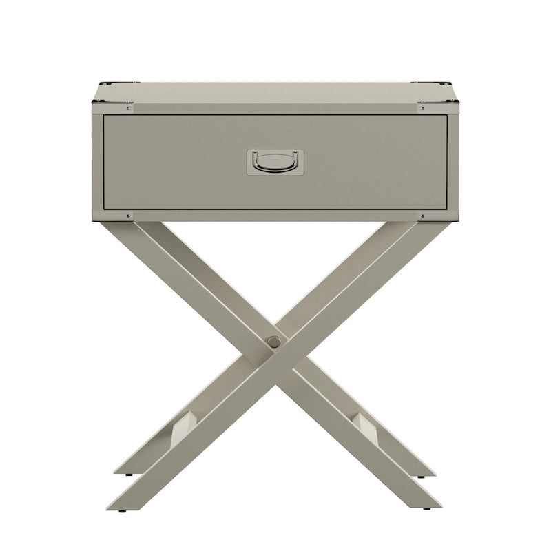 Table d'appoint en bois style campagne X-Base avec tiroir bleue