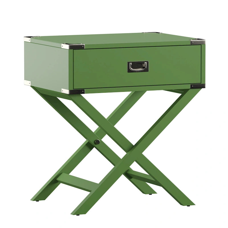Table d'appoint en bois style campagne X-Base avec tiroir bleue