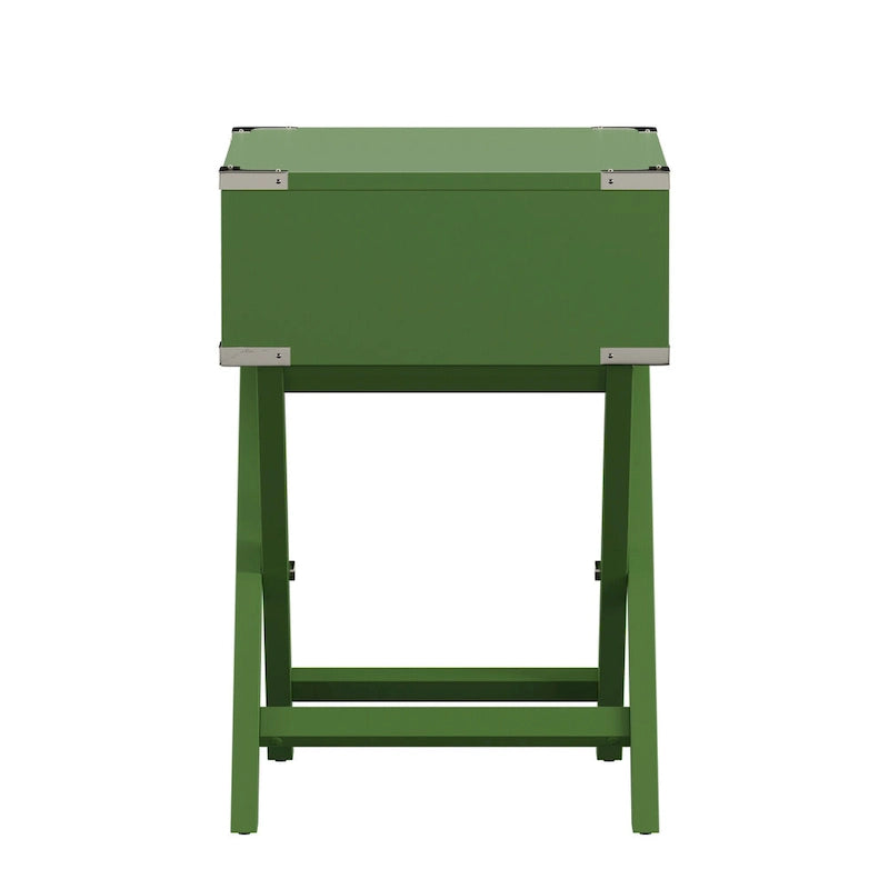 Table d'appoint en bois style campagne X-Base avec tiroir bleue