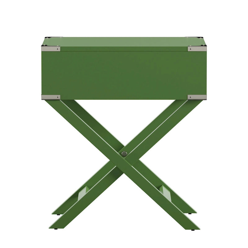 Table d'appoint en bois style campagne X-Base avec tiroir bleue