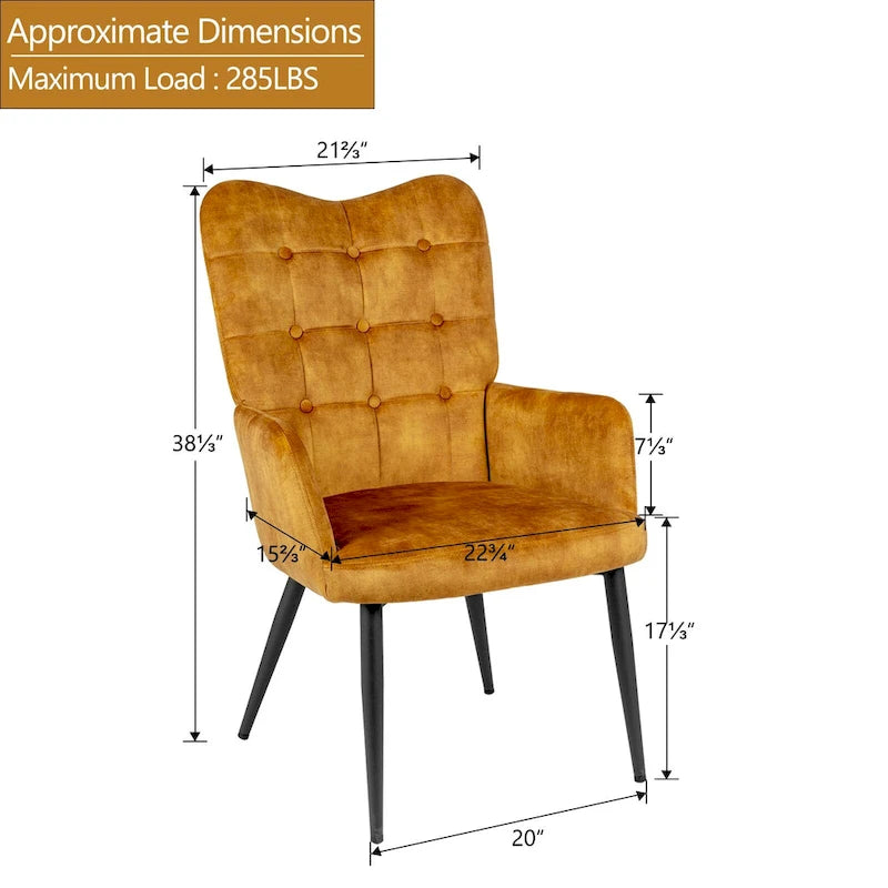 High-Back Button Tufted Wingback Accent Chair with Flared Legs