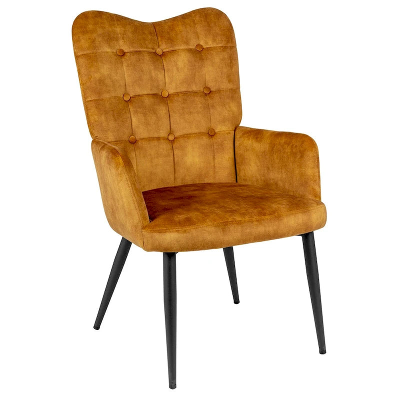 High-Back Button Tufted Wingback Accent Chair with Flared Legs