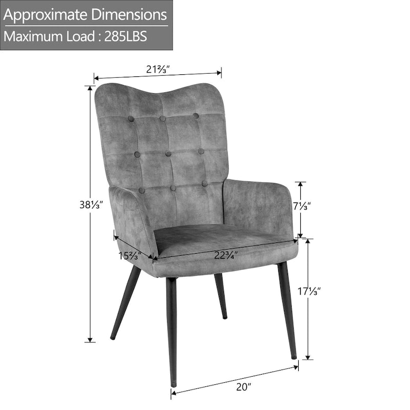 High-Back Button Tufted Wingback Accent Chair with Flared Legs