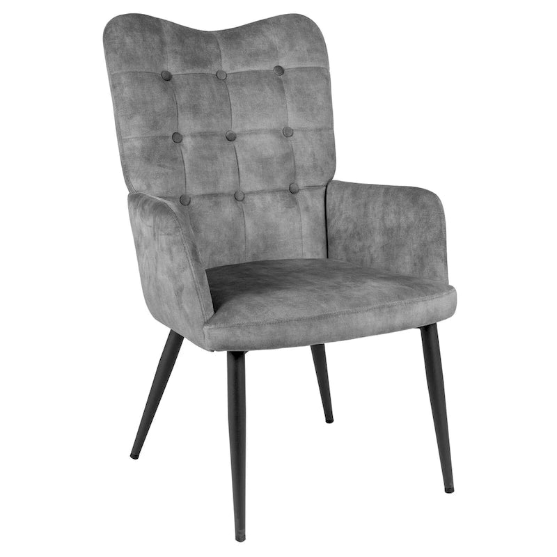 High-Back Button Tufted Wingback Accent Chair with Flared Legs