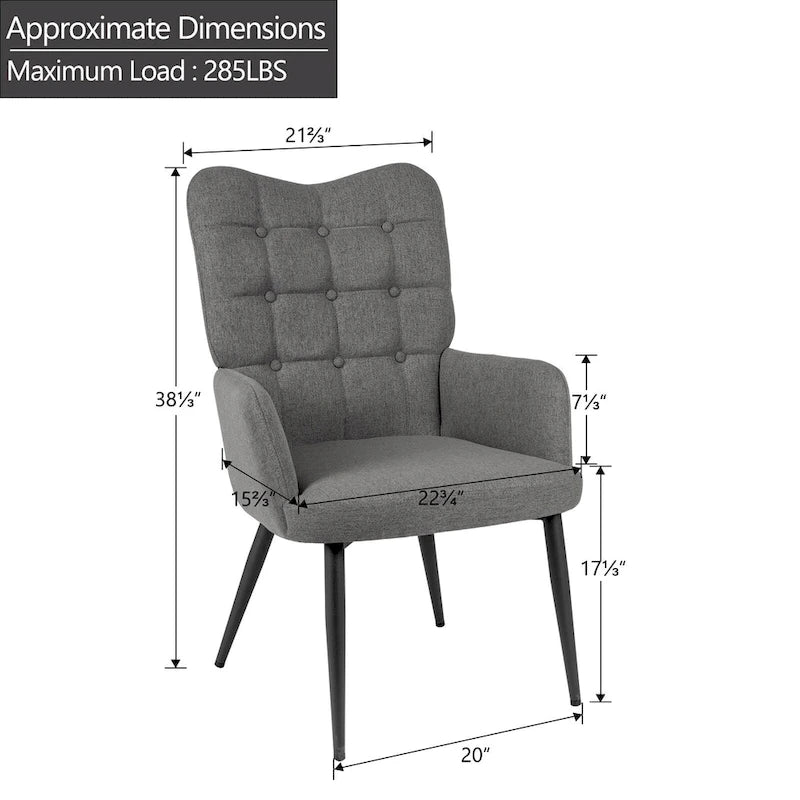 High-Back Button Tufted Wingback Accent Chair with Flared Legs