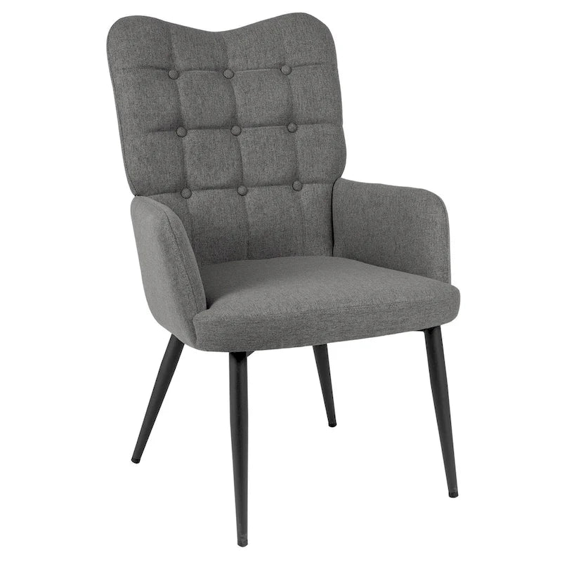 High-Back Button Tufted Wingback Accent Chair with Flared Legs