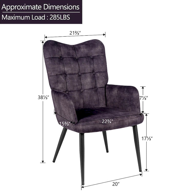 High-Back Button Tufted Wingback Accent Chair with Flared Legs