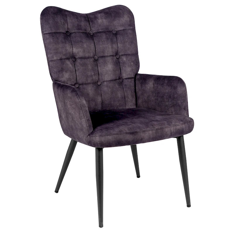 High-Back Button Tufted Wingback Accent Chair with Flared Legs