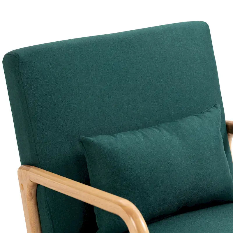 Fauteuil d'appoint rembourré de style Mid-Century Modern avec structure en bois et coussin lombaire