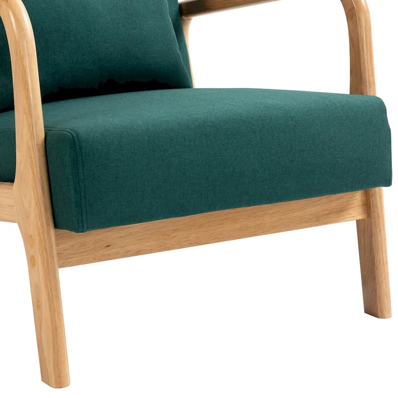 Fauteuil d'appoint rembourré de style Mid-Century Modern avec structure en bois et coussin lombaire