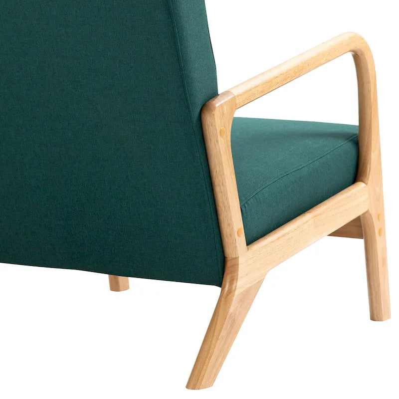 Fauteuil d'appoint rembourré de style Mid-Century Modern avec structure en bois et coussin lombaire