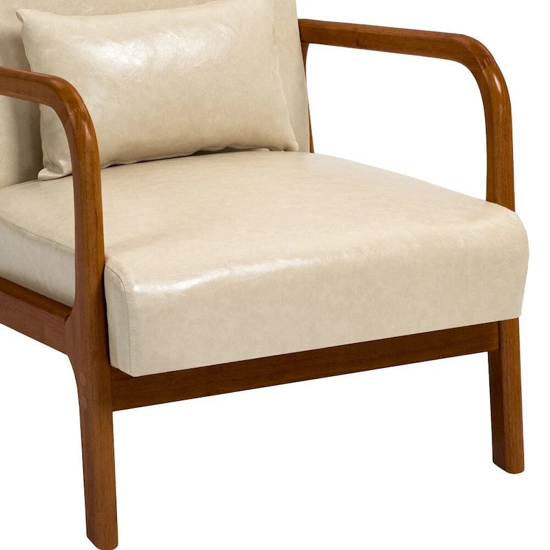 Fauteuil d'appoint rembourré de style Mid-Century Modern avec structure en bois et coussin lombaire