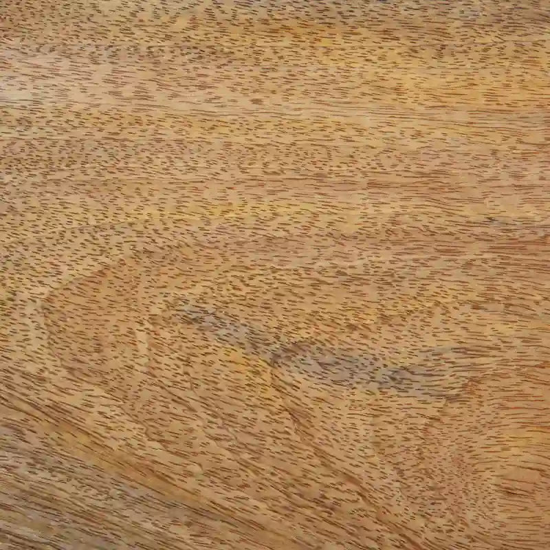 Table d'appoint ronde en manguier massif avec pieds coniques en métal noir, couleur naturelle