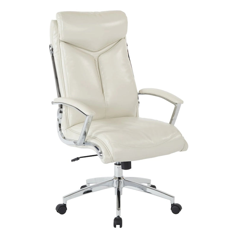 Fauteuil de bureau de direction en similicuir noir avec dossier haut et support lombaire