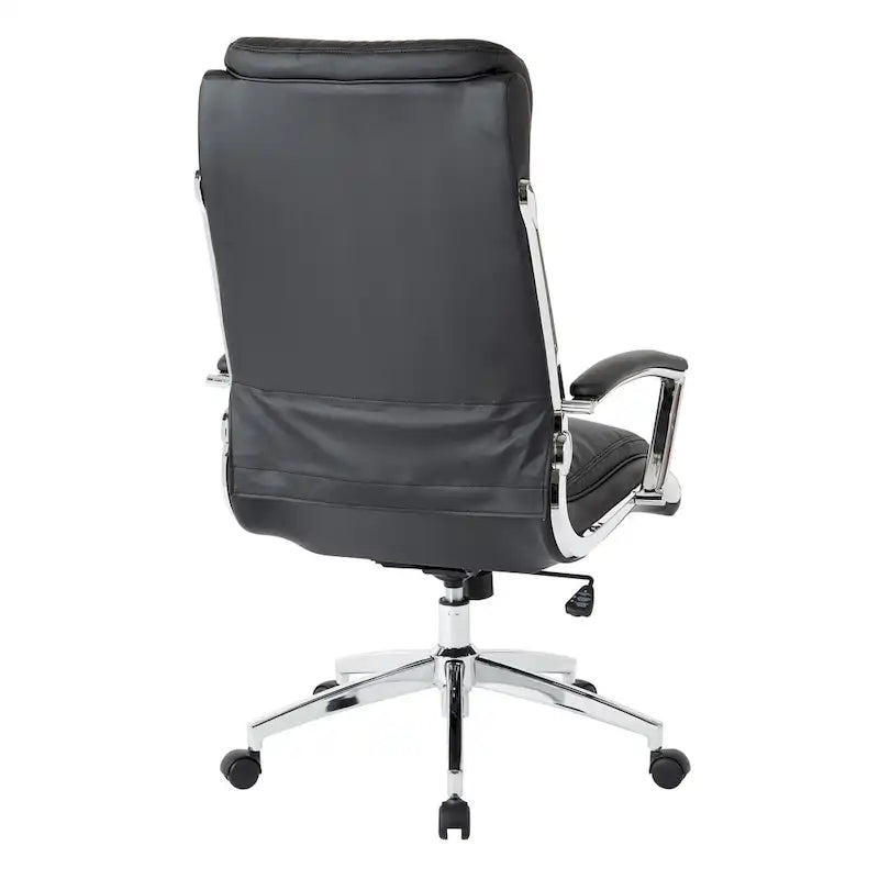 Fauteuil de bureau de direction en similicuir noir avec dossier haut et support lombaire