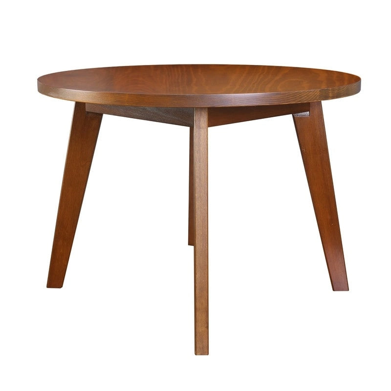 Table ronde en bois massif avec finition grain de bois naturel