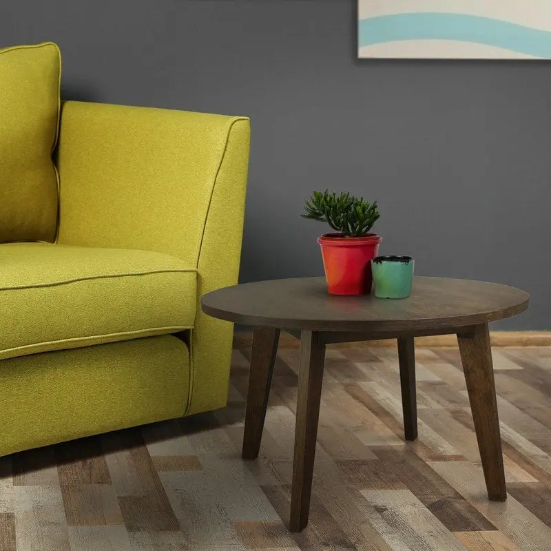 Table ronde en bois massif avec finition grain de bois naturel