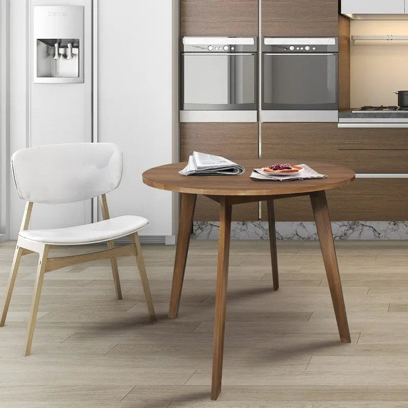 Table ronde en bois massif avec finition grain de bois naturel