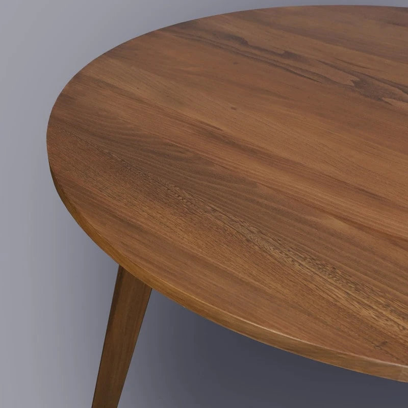 Table ronde en bois massif avec finition grain de bois naturel
