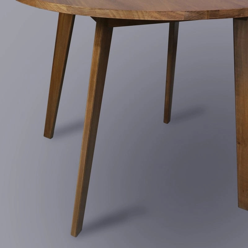 Table ronde en bois massif avec finition grain de bois naturel