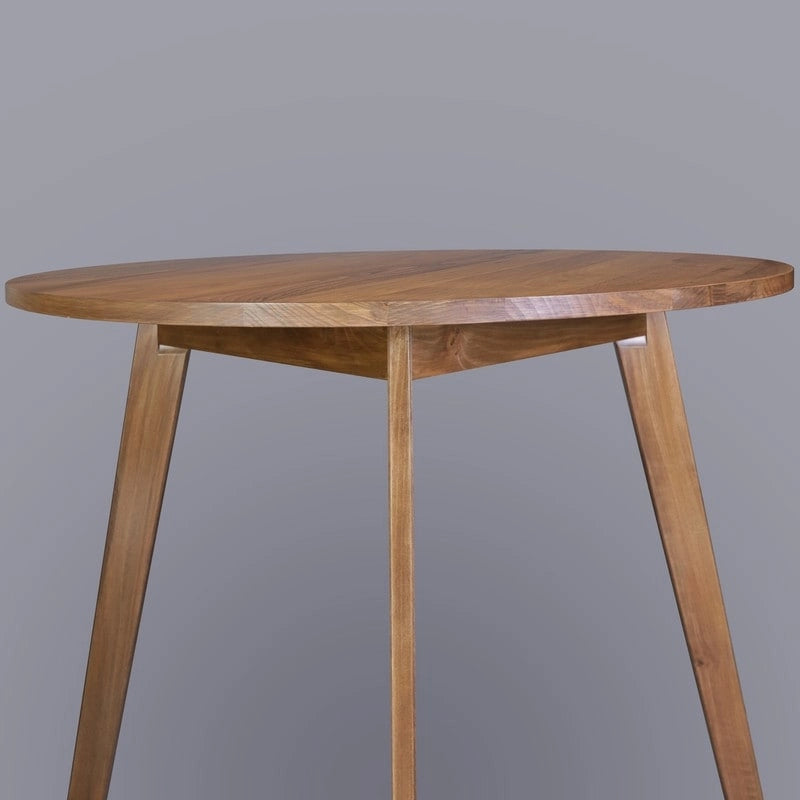 Table ronde en bois massif avec finition grain de bois naturel