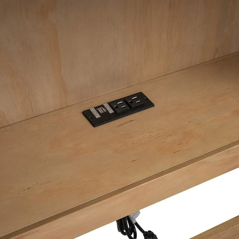 Lit de repos double en bois massif avec lit gigogne, armoires de rangement et chargement USB