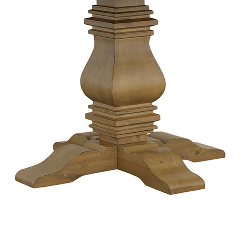 60 Inch Round Wood Dining Table Cross Pedestal Base Rustic Smoke Brown