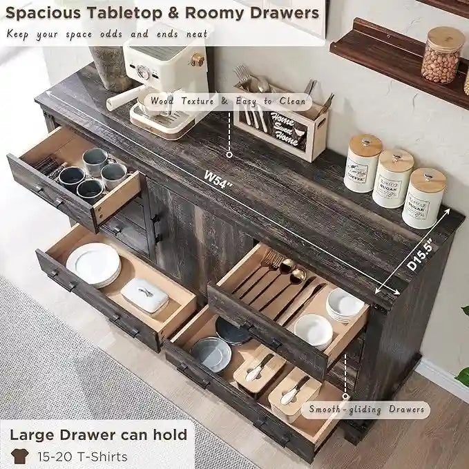 8 Drawer Wood Dresser Farmhouse Rustic Nailhead Chest of Drawers