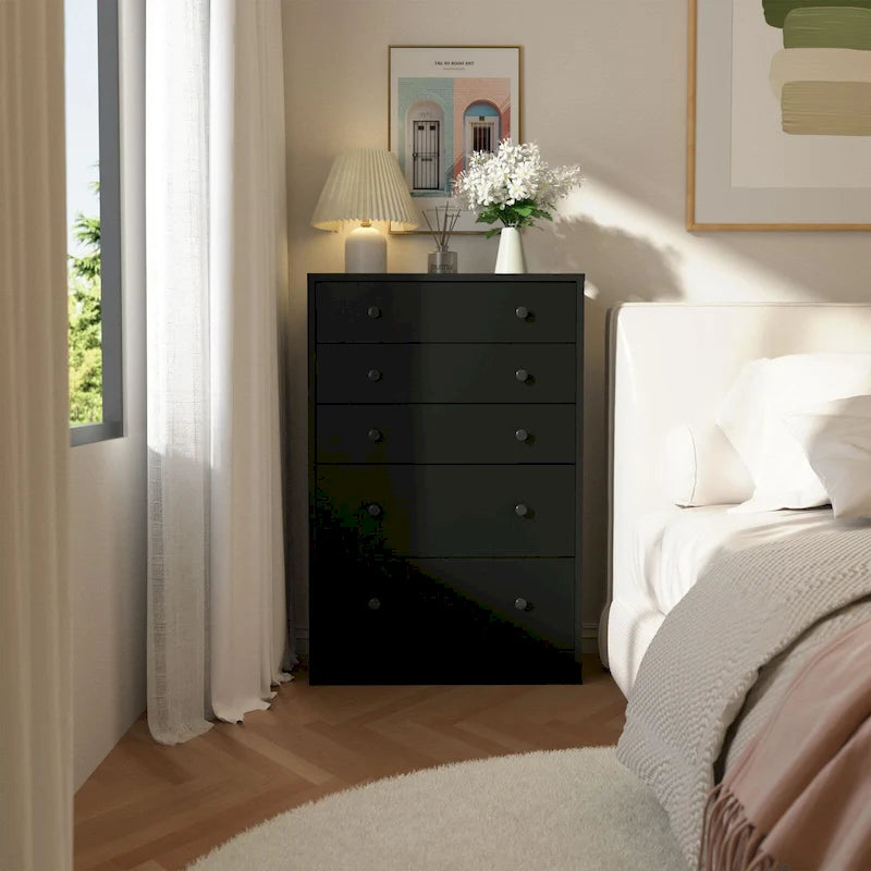 5-Drawer Chest Dresser Storage Organizer Bedroom Furniture Natural Espresso Black White