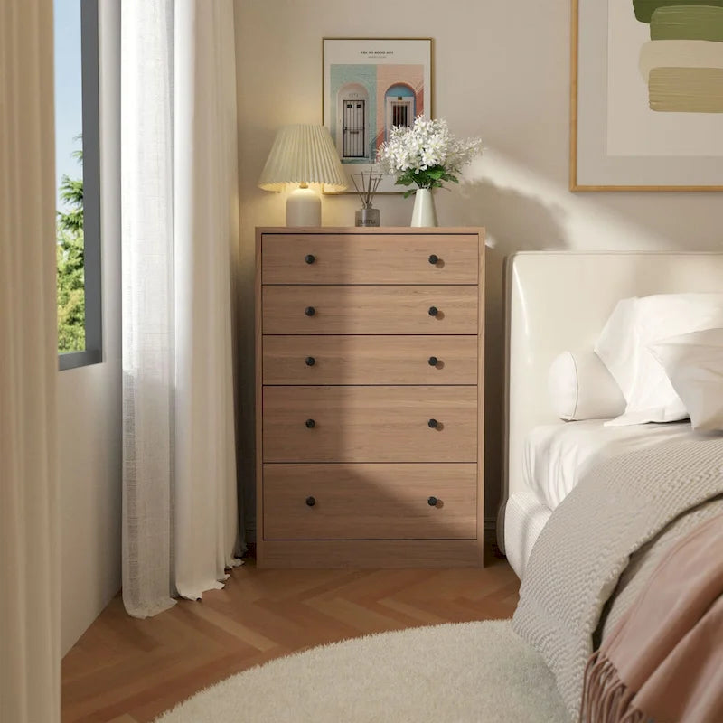 5-Drawer Chest Dresser Storage Organizer Bedroom Furniture Natural Espresso Black White