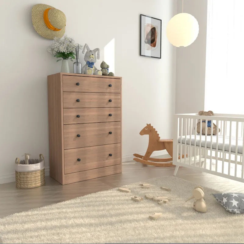 5-Drawer Chest Dresser Storage Organizer Bedroom Furniture Natural Espresso Black White
