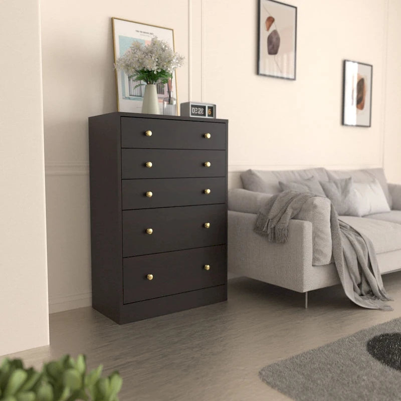 5-Drawer Chest Dresser Storage Organizer Bedroom Furniture Natural Espresso Black White