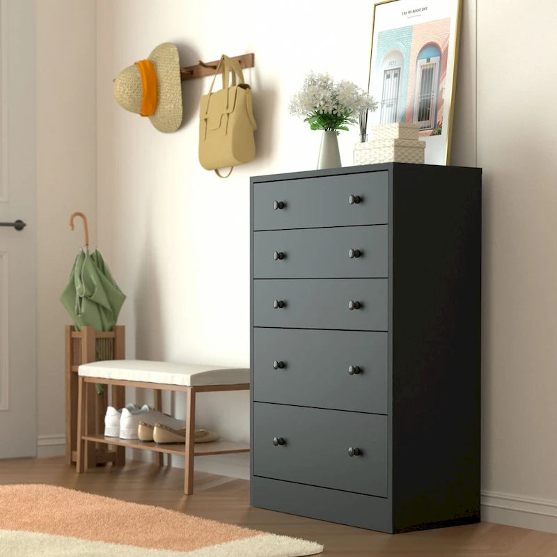 5-Drawer Chest Dresser Storage Organizer Bedroom Furniture Natural Espresso Black White