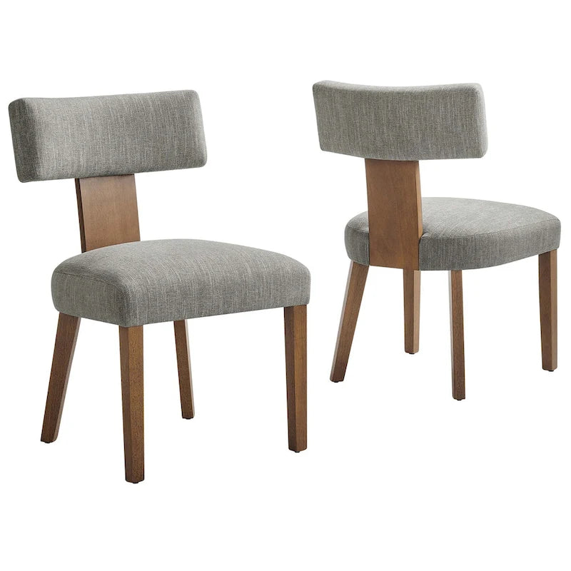 Chaise de salle à manger sans accoudoirs en tissu chiné avec pieds en bois massif