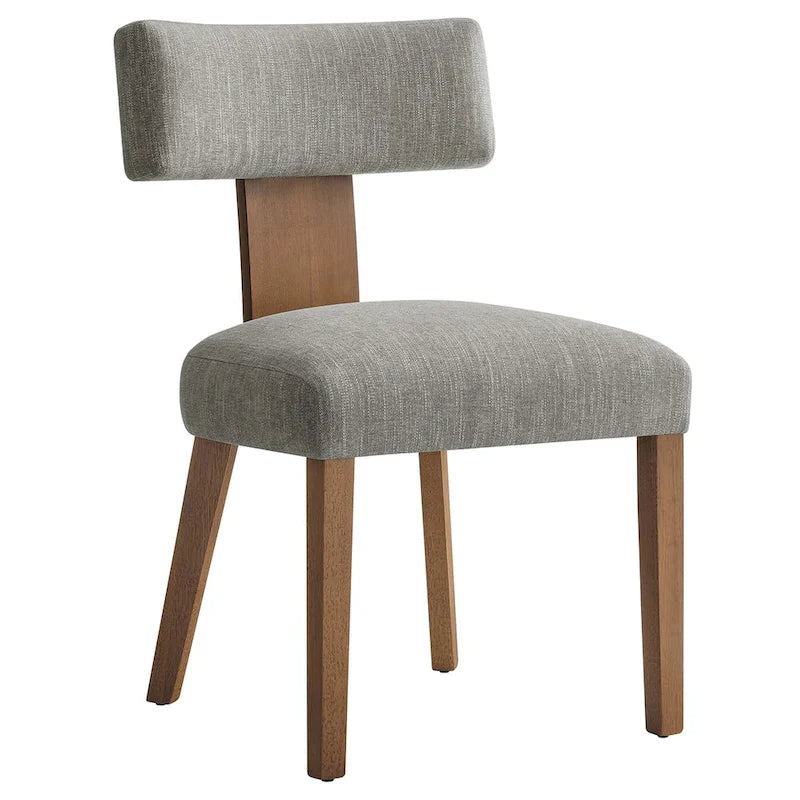 Heathered Weave Upholstered Armless Dining Side Chair with Solid Wood Legs