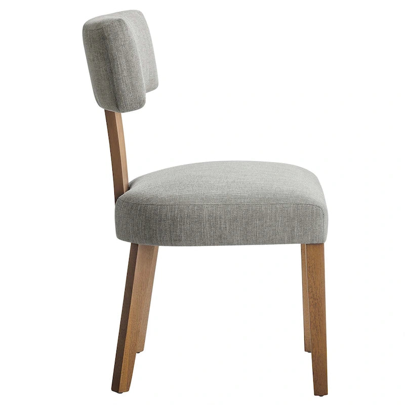 Heathered Weave Upholstered Armless Dining Side Chair with Solid Wood Legs