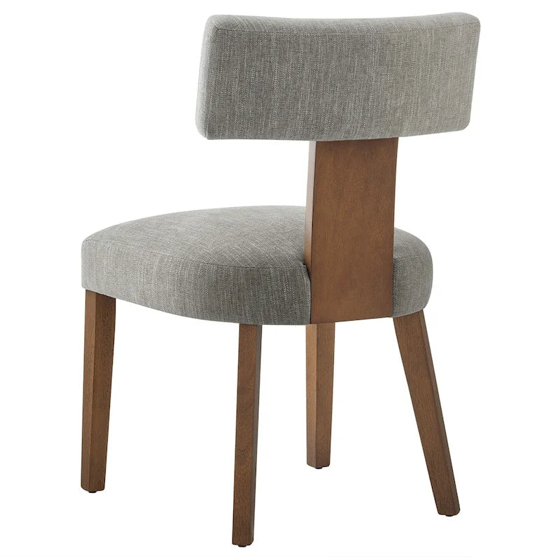 Heathered Weave Upholstered Armless Dining Side Chair with Solid Wood Legs