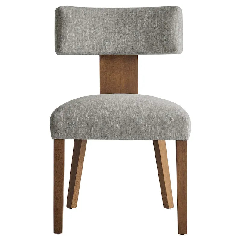 Chaise de salle à manger sans accoudoirs en tissu chiné avec pieds en bois massif
