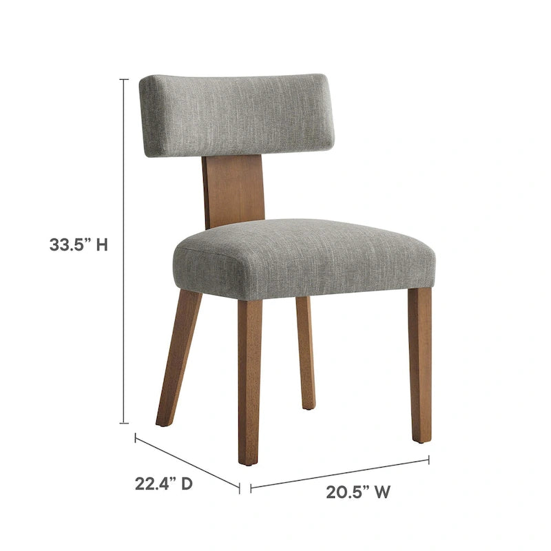 Chaise de salle à manger sans accoudoirs en tissu chiné avec pieds en bois massif