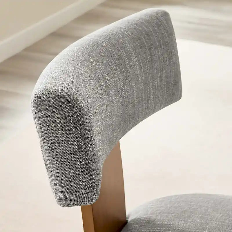 Chaise de salle à manger sans accoudoirs en tissu chiné avec pieds en bois massif