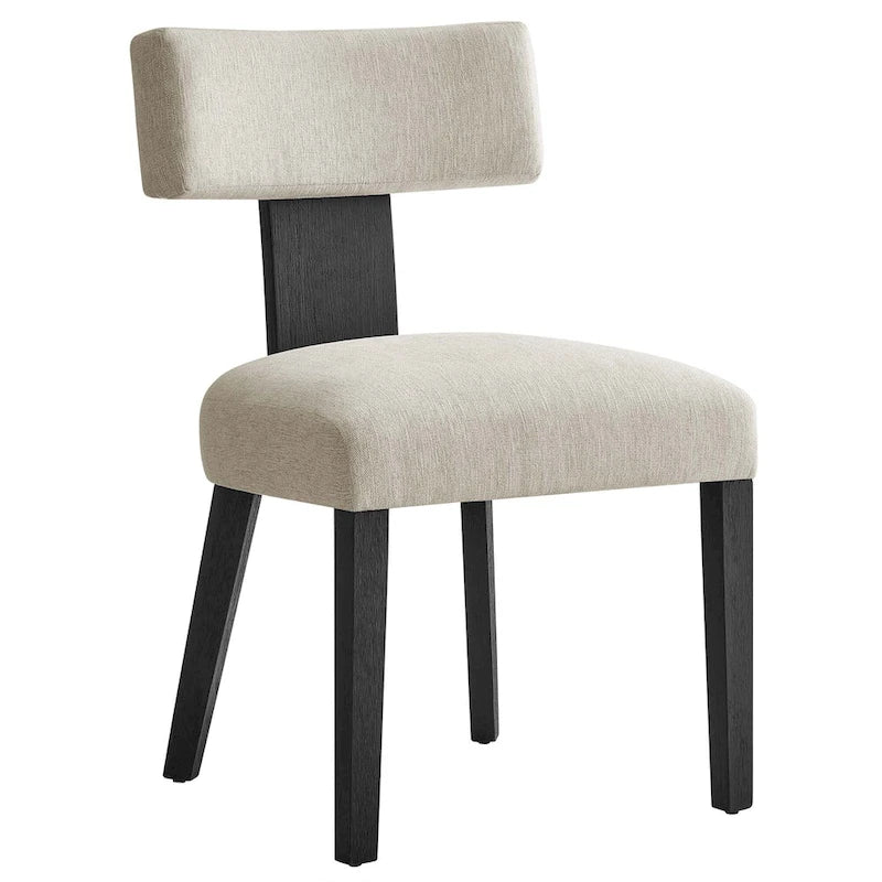 Chaise de salle à manger sans accoudoirs en tissu chiné avec pieds en bois massif