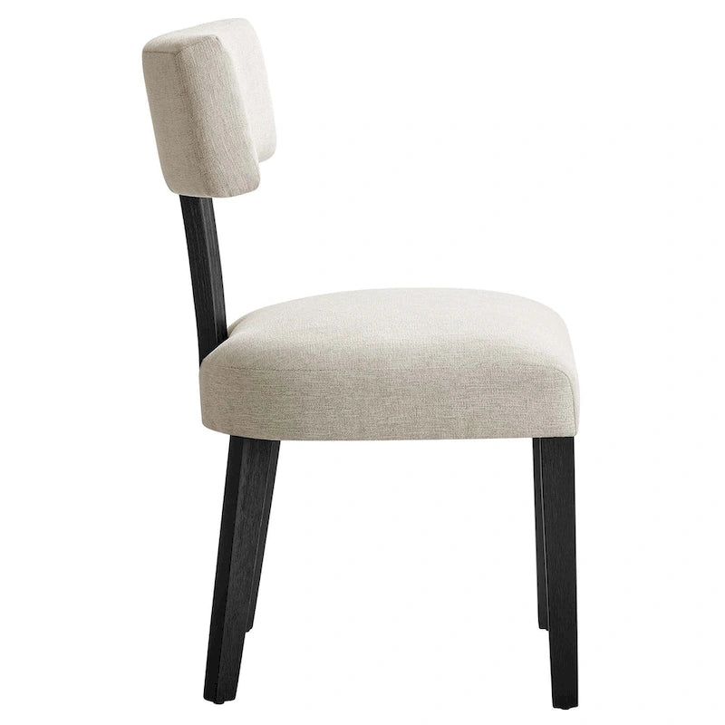 Chaise de salle à manger sans accoudoirs en tissu chiné avec pieds en bois massif