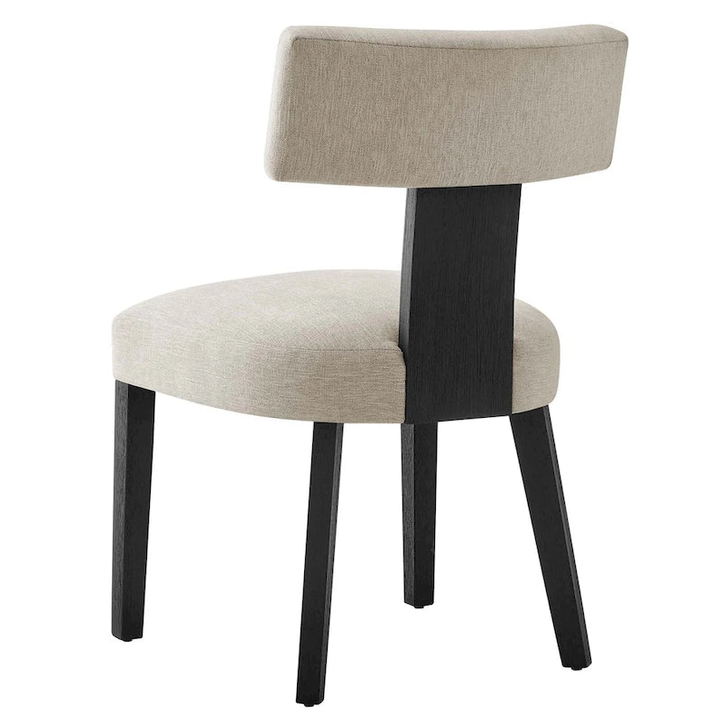 Chaise de salle à manger sans accoudoirs en tissu chiné avec pieds en bois massif